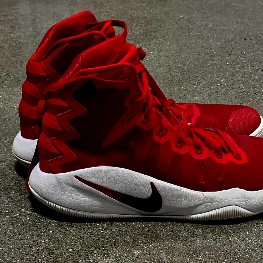 Red Nike basketball shoes